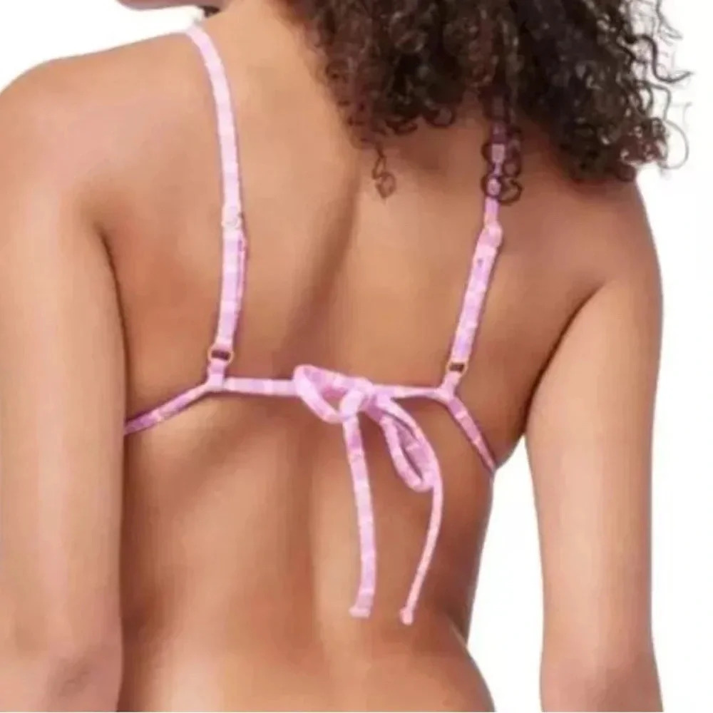 L*Space Brittany Triangle Bikini Top in Electric Pique Stripe Size Large NWT - Picture 3 of 4
